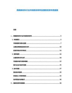 西南新材料行業(yè)市場(chǎng)現(xiàn)狀研判及國(guó)際投資布局提案