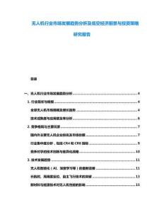 无人机行业市场发展趋势分析及低空经济前景与投资策略研究报告