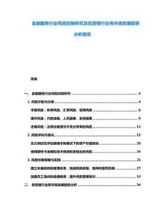 金融服務(wù)行業(yè)風(fēng)險(xiǎn)控制研究及投資銀行業(yè)務(wù)市場(chǎng)發(fā)展趨勢(shì)分析報(bào)告