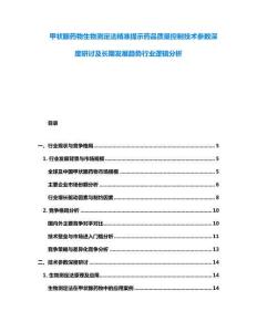 甲狀腺藥物生物測定法精準提示藥品質量控制技術參數深度研討及長期發展趨勢行業邏輯分析