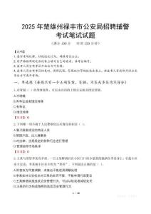 2025年楚雄州祿豐市公安局招聘輔警筆試真題
