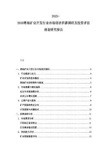 2025-2030寒地礦業(yè)開發(fā)行業(yè)市場現(xiàn)狀供需調研及投資評估規(guī)劃研究報告