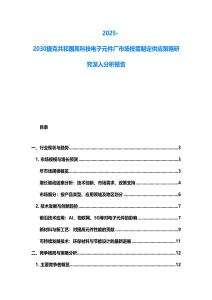 2025-2030捷克共和國高科技電子元件廠市場按需制定供應(yīng)策略研究深入分析報告