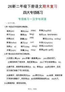 26春二年级下语文期末复习四大专项练习