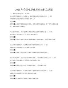 2026年会计电算化基础知识点试题