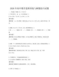 2026年初中數學思維訓練與解題技巧試題