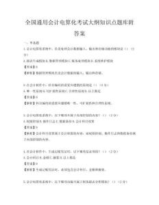 全国通用会计电算化考试大纲知识点题库附答案