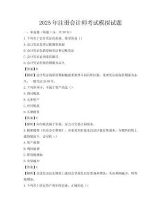 2025年注册会计师考试模拟试题