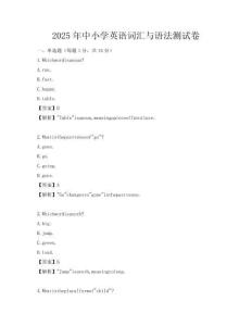2025年中小学英语词汇与语法测试卷