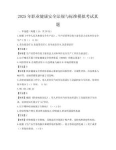 2025年职业健康安全法规与标准模拟考试真题