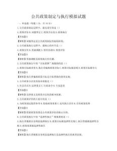公共政策制定与执行模拟试题