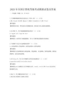 2025年全国计算机等级考试模拟试卷及答案
