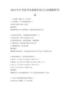 2025年中考化學(xué)實(shí)驗(yàn)操作技巧與真題解析考試