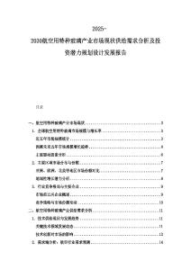 2025-2030航空用特种玻璃产业市场现状供给需求分析及投资潜力规划设计发展报告