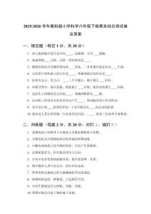 2025-2026學年教科版小學科學六年級下冊期末綜合測試卷及答案
