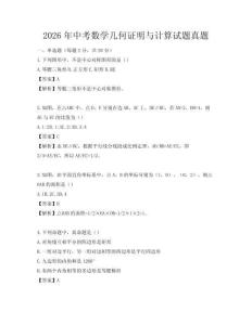 2026年中考数学几何证明与计算试题真题
