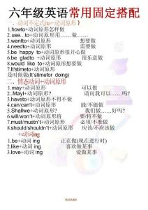 六年级（上）英语 常用固定搭配
