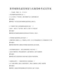 新型城镇化建设规划与实施策略考试及答案