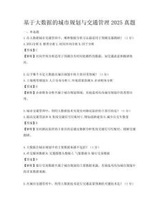 基于大数据的城市规划与交通管理2025真题