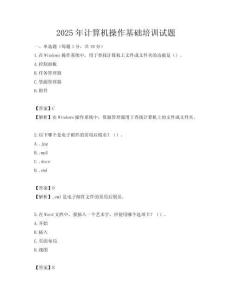 2025年计算机操作基础培训试题