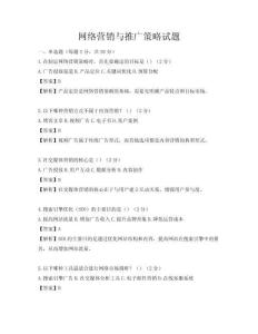 网络营销与推广策略试题