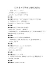 2025年初中物理習題集及答案