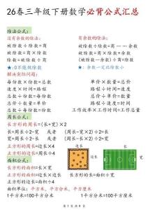 26春三年級下數學期末必背公式匯總