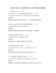 2025年化工过程原理与应用考试及答案