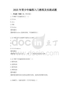 2025年青少年编程入门教程及实践试题