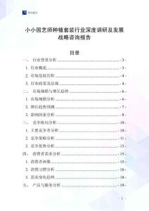 小小园艺师种植套装行业深度调研及发展战略咨询报告
