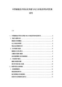 中國儲能技術商業化突破與電力市場改革協同發展研究