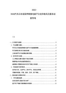 2025-2030汽车后市场保养维修电商平台竞争格局及服务创新咨询