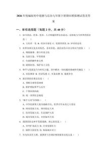 2026年統編版初中道德與法治九年級下冊期末模擬測試卷及答案