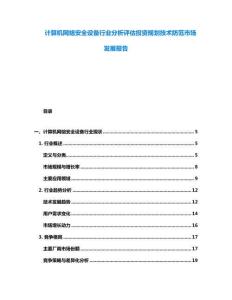 计算机网络安全设备行业分析评估投资规划技术防范市场发展报告
