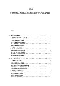 2025-2030能源互联网企业商业模式创新与电网融合规划