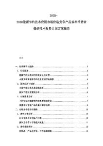 2025-2030能源節約技術應用市場價格競爭產品效率消費者偏好技術投資計劃方案報告
