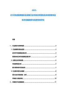 2025-2030先进的网络安全设备行业市场分析报告及未来信息安全技术发展趋势与投资空间评估