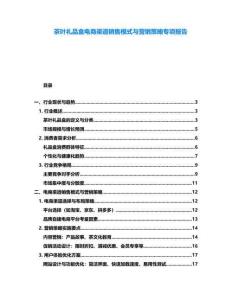 茶葉禮品盒電商渠道銷售模式與營銷策略專項報告