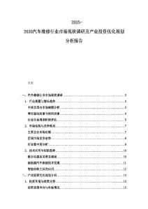 2025-2030汽車維修行業市場現狀調研及產業投資優化規劃分析報告