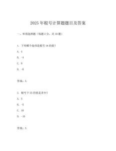 2025年根号计算题题目及答案