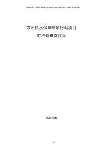 農村供水保障專項行動項目可行性研究報告