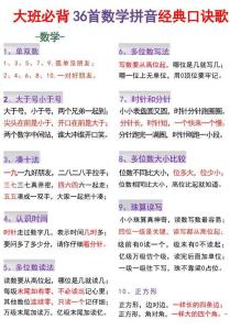 幼小銜接必背36首數學拼音百科經典口訣兒歌