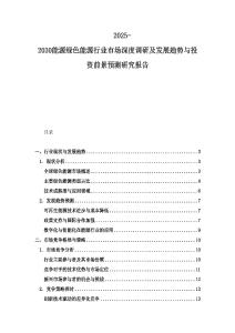 2025-2030能源绿色能源行业市场深度调研及发展趋势与投资前景预测研究报告