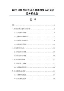 2026電解水制氫設備降本路徑與示范項目分析報告