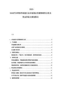2025-2030汽车零部件制造行业市场现在供需特殊性分析及资金供给点规划报告