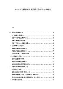 2025-2030橋梁隧道建造技術與管理創新研究