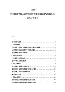 2025-2030能源节约工业节能减排实施方案探讨与实施路径研究分析报告