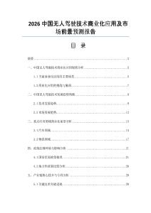 2026中国无人驾驶技术商业化应用及市场前景预测报告