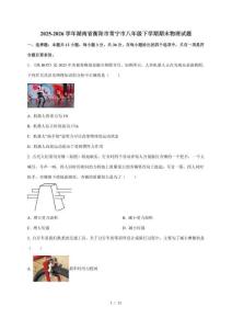 2025-2026学年湖南省衡阳市常宁市八年级下学期期末物理试题-附答案