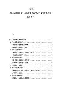 2025-2030互联网金融行业商业模式深度研究及投资热点研究报告中